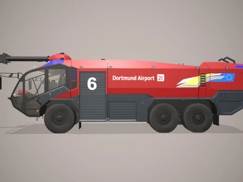 Airport Fire Truck 6x6 Dortmund --385-- 3D Model