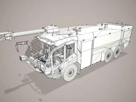 Airport Fire Truck 6x6 Dortmund --385-- 3D Model