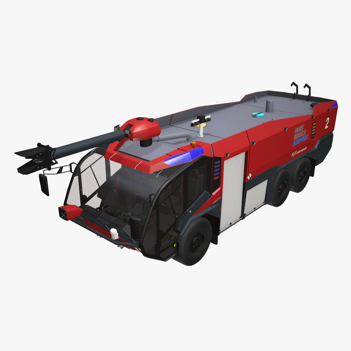 Airport Fire Truck 6x6 Innsbruck --386-- 3D Model .c4d .max .obj .3ds .fbx .stl .blend 