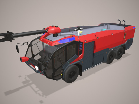 Truk Pemadam Kebakaran Bandara 6x6 Merah --387-- Model 3D