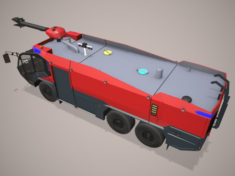 Truk Pemadam Kebakaran Bandara 6x6 Merah --387-- Model 3D