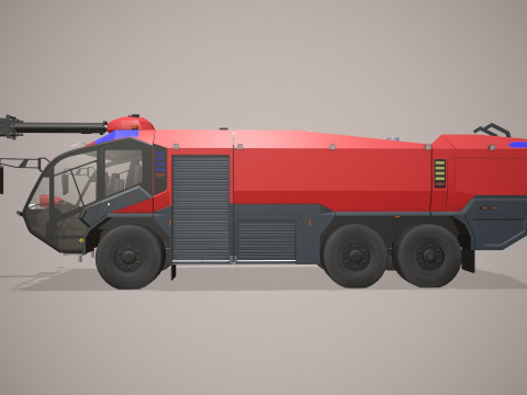 Truk Pemadam Kebakaran Bandara 6x6 Merah --387-- Model 3D