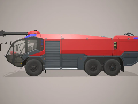 Airport Fire Truck 6x6 Red --387-- 3D Model