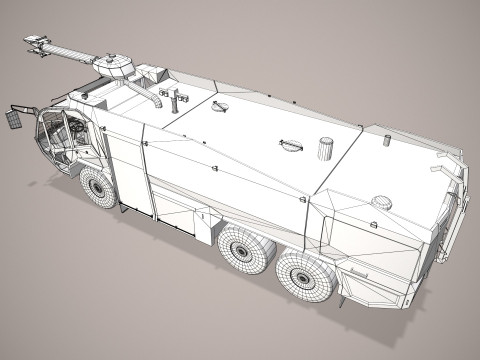 Truk Pemadam Kebakaran Bandara 6x6 Merah --387-- Model 3D