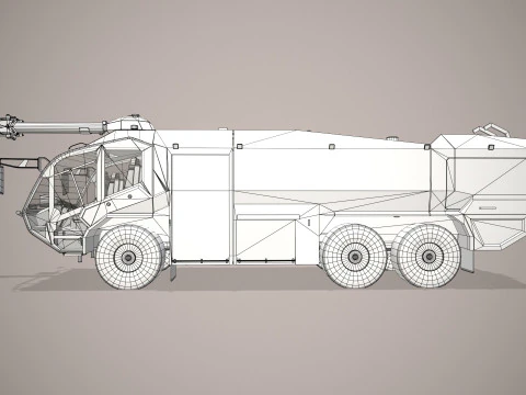 Airport Fire Truck 6x6 Red --387-- 3D Model