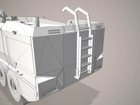 Airport Fire Truck 6x6 Red --387-- 3D Model