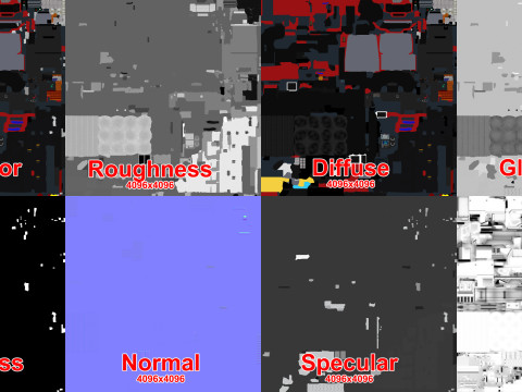 Truk Pemadam Kebakaran Bandara 6x6 Merah --387-- Model 3D