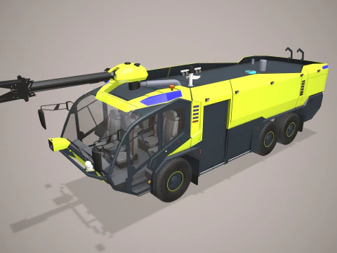 Airport Fire Truck 6x6 Yellow --388-- 3D Model