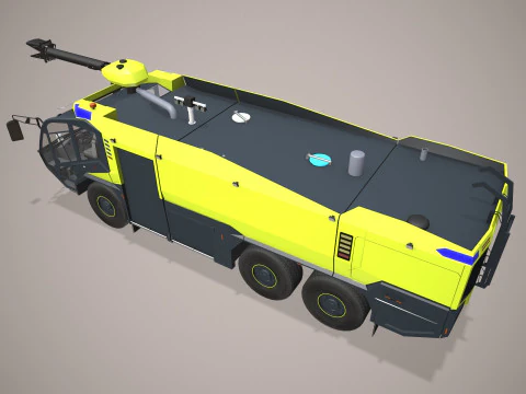 Airport Fire Truck 6x6 Yellow --388-- 3D Model