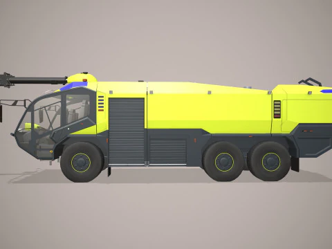 Airport Fire Truck 6x6 Yellow --388-- 3D Model