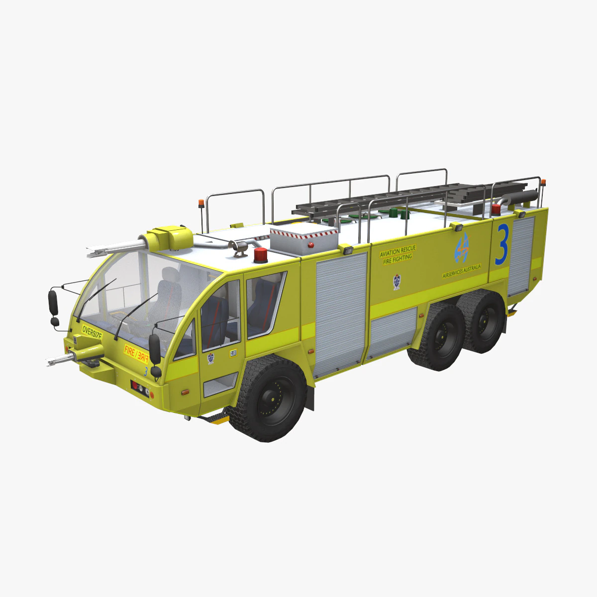 Airport Fire Truck Australia --389-- 3D Model .c4d .max .obj .3ds .fbx .stl .blend