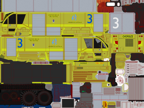 Truk Pemadam Kebakaran Bandara Australia --389-- Model 3D