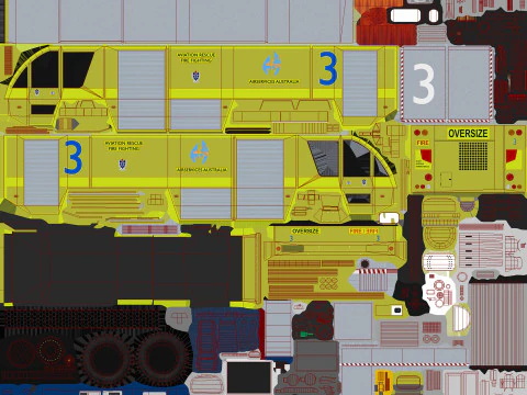Airport Fire Truck Australia --389-- 3D Model