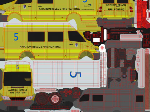 ARFF Fire Fighting Vehicle --393-- 3D Model