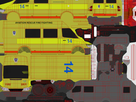 ARFF Fire Fighting Vehicle --394-- 3D Model