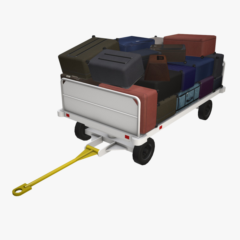 Kereta Bagasi Bandara Termuat --435-- Model 3D .c4d .max .obj .3ds .fbx .stl .blend