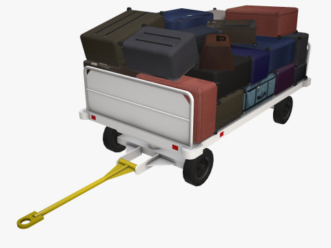 Airport Baggage Cart Loaded --435-- 3D Model