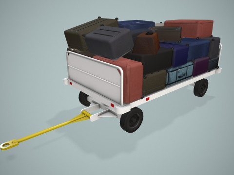 Kereta Bagasi Bandara Termuat --435-- Model 3D