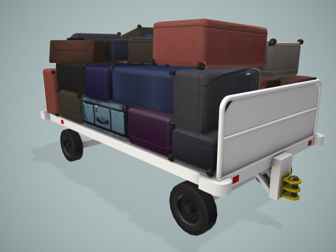 Kereta Bagasi Bandara Termuat --435-- Model 3D