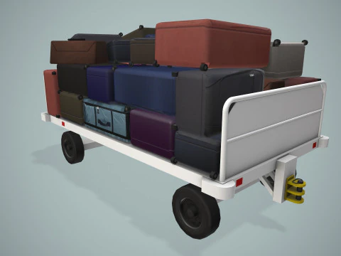 Багажная тележка аэропорта загружена --435-- 3D Модель