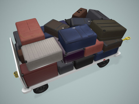 Kereta Bagasi Bandara Termuat --435-- Model 3D