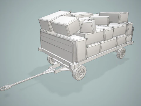 Багажная тележка аэропорта загружена --435-- 3D Модель