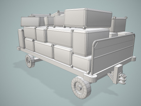 Kereta Bagasi Bandara Termuat --435-- Model 3D