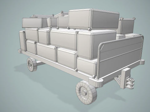 Багажная тележка аэропорта загружена --435-- 3D Модель