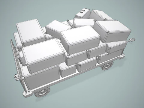 Багажная тележка аэропорта загружена --435-- 3D Модель