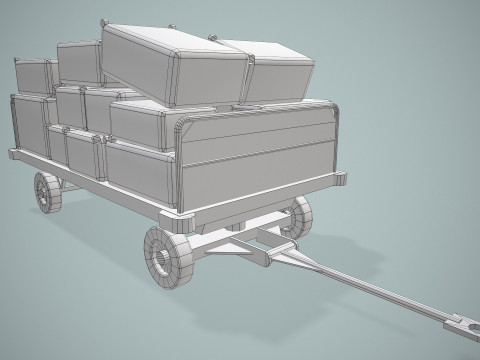 Kereta Bagasi Bandara Termuat --435-- Model 3D