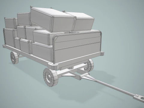 Багажная тележка аэропорта загружена --435-- 3D Модель