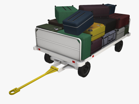 Airport Baggage Cart Loaded --436-- 3D Model