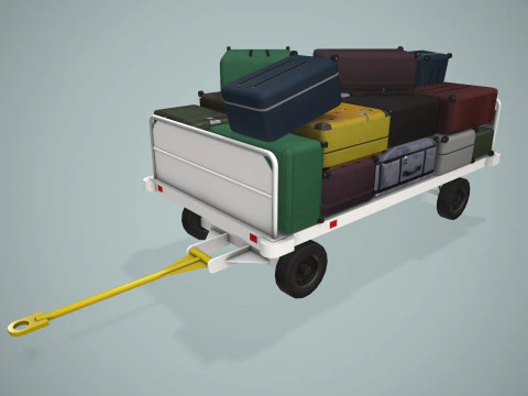 Carrello portabagagli dell'aeroporto caricato --436-- Modello 3D