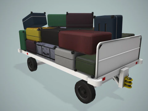 Carrello portabagagli dell'aeroporto caricato --436-- Modello 3D