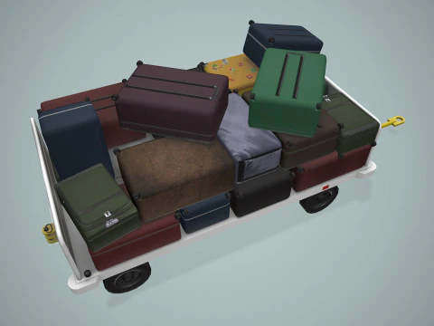 Carrello portabagagli dell'aeroporto caricato --436-- Modello 3D