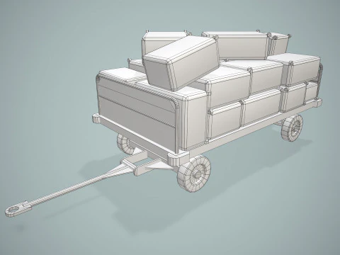 Carrello portabagagli dell'aeroporto caricato --436-- Modello 3D