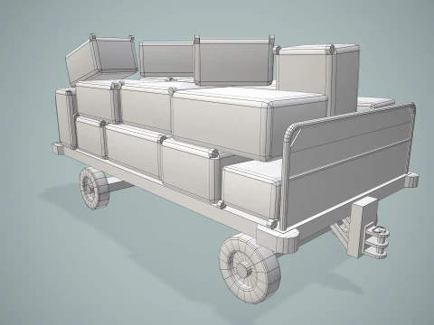 Carrello portabagagli dell'aeroporto caricato --436-- Modello 3D