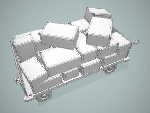 Carrello portabagagli dell'aeroporto caricato --436-- Modello 3D