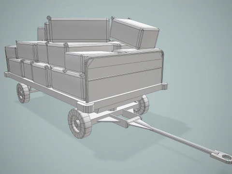 Carrello portabagagli dell'aeroporto caricato --436-- Modello 3D