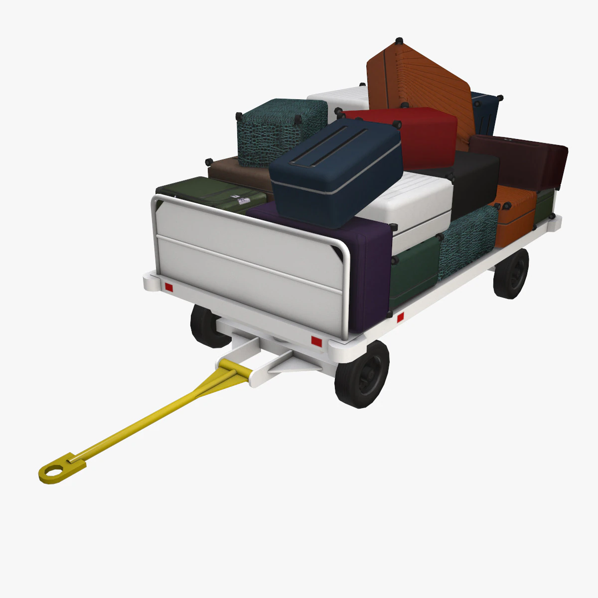 Kereta Bagasi Bandara Termuat --437-- Model 3D .c4d .max .obj .3ds .fbx .stl .blend