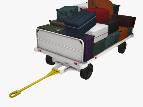 Airport Baggage Cart Loaded --437-- 3D Model