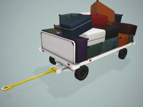 Kereta Bagasi Bandara Termuat --437-- Model 3D
