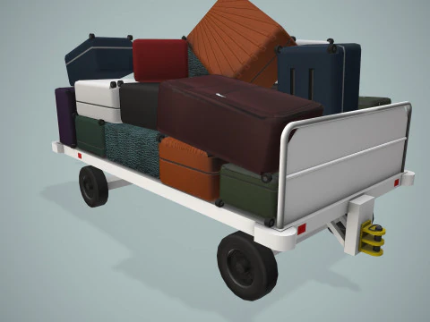 Kereta Bagasi Bandara Termuat --437-- Model 3D