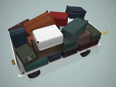 Kereta Bagasi Bandara Termuat --437-- Model 3D