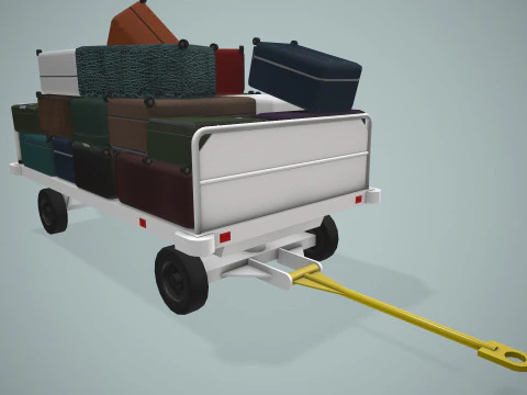 Kereta Bagasi Bandara Termuat --437-- Model 3D