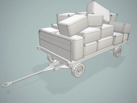Kereta Bagasi Bandara Termuat --437-- Model 3D