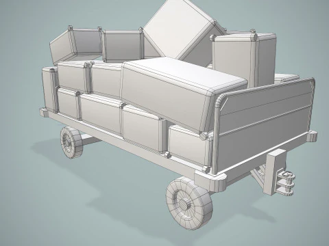 Kereta Bagasi Bandara Termuat --437-- Model 3D