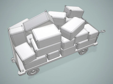 Kereta Bagasi Bandara Termuat --437-- Model 3D