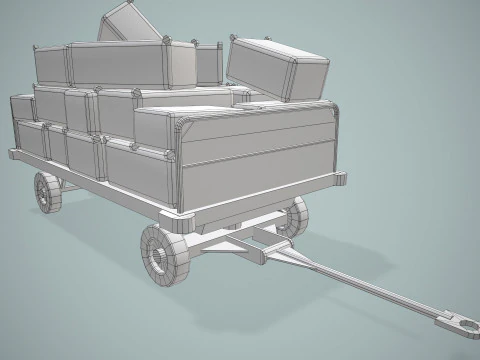 Kereta Bagasi Bandara Termuat --437-- Model 3D