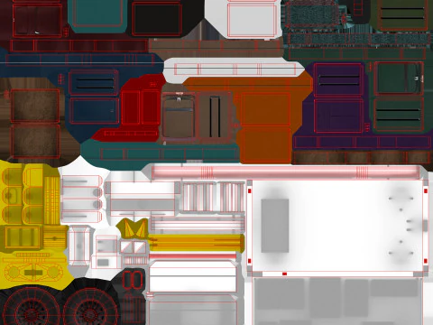 Kereta Bagasi Bandara Termuat --437-- Model 3D